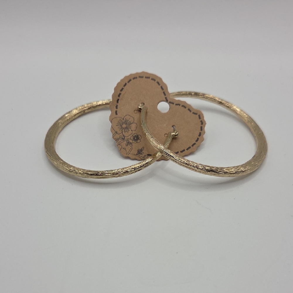 Source Unknown Textured Gold Hoop Earrings
